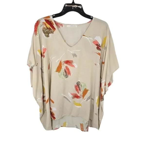 {Caramela} Women's Mixed Print - Paint Strokes Top - Size Medium - Picture 1 of 11